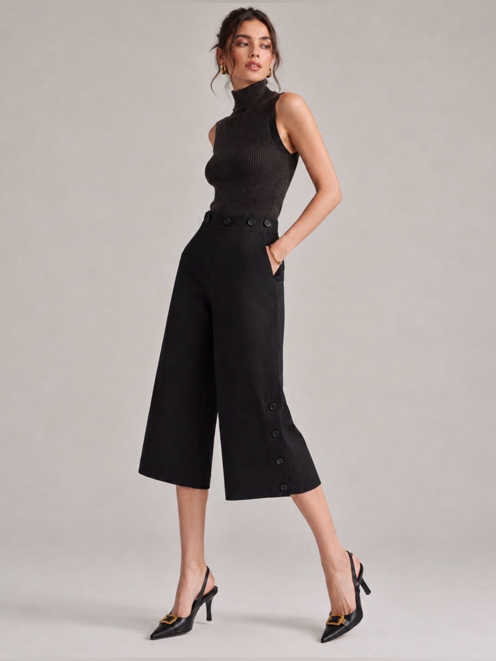 Temperley London c. 2016 Black Button
Detail Culottes UK8/ US 4